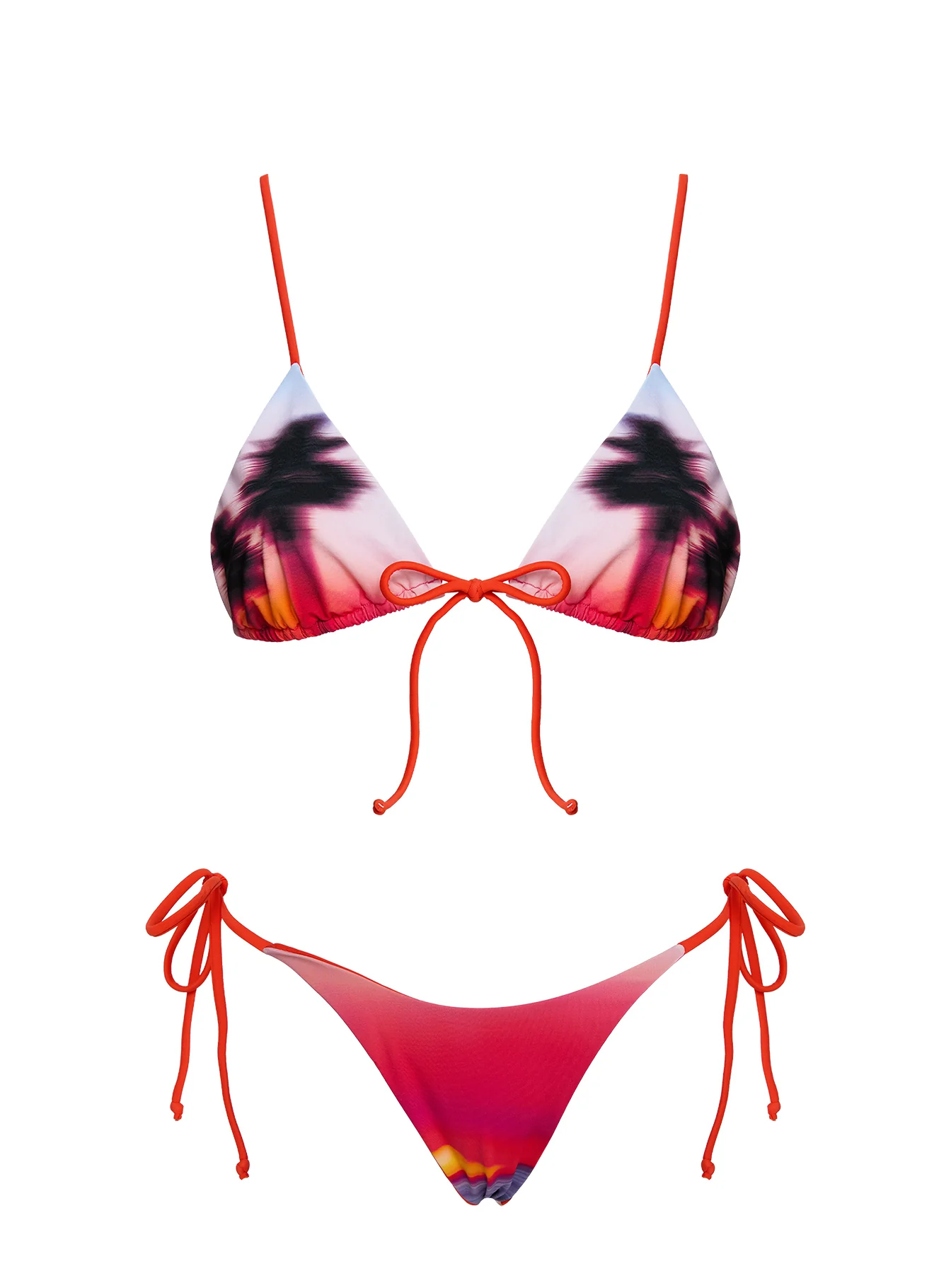 Alizzi Tie Front Triangle Bikini Top Sunset Palm