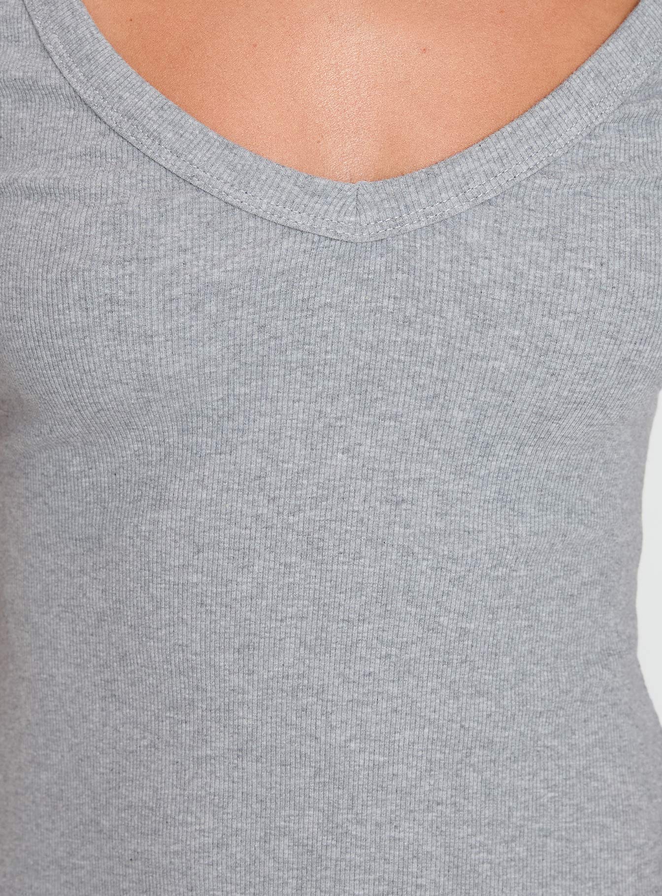 Lovely Day V Neck Top Grey Marle