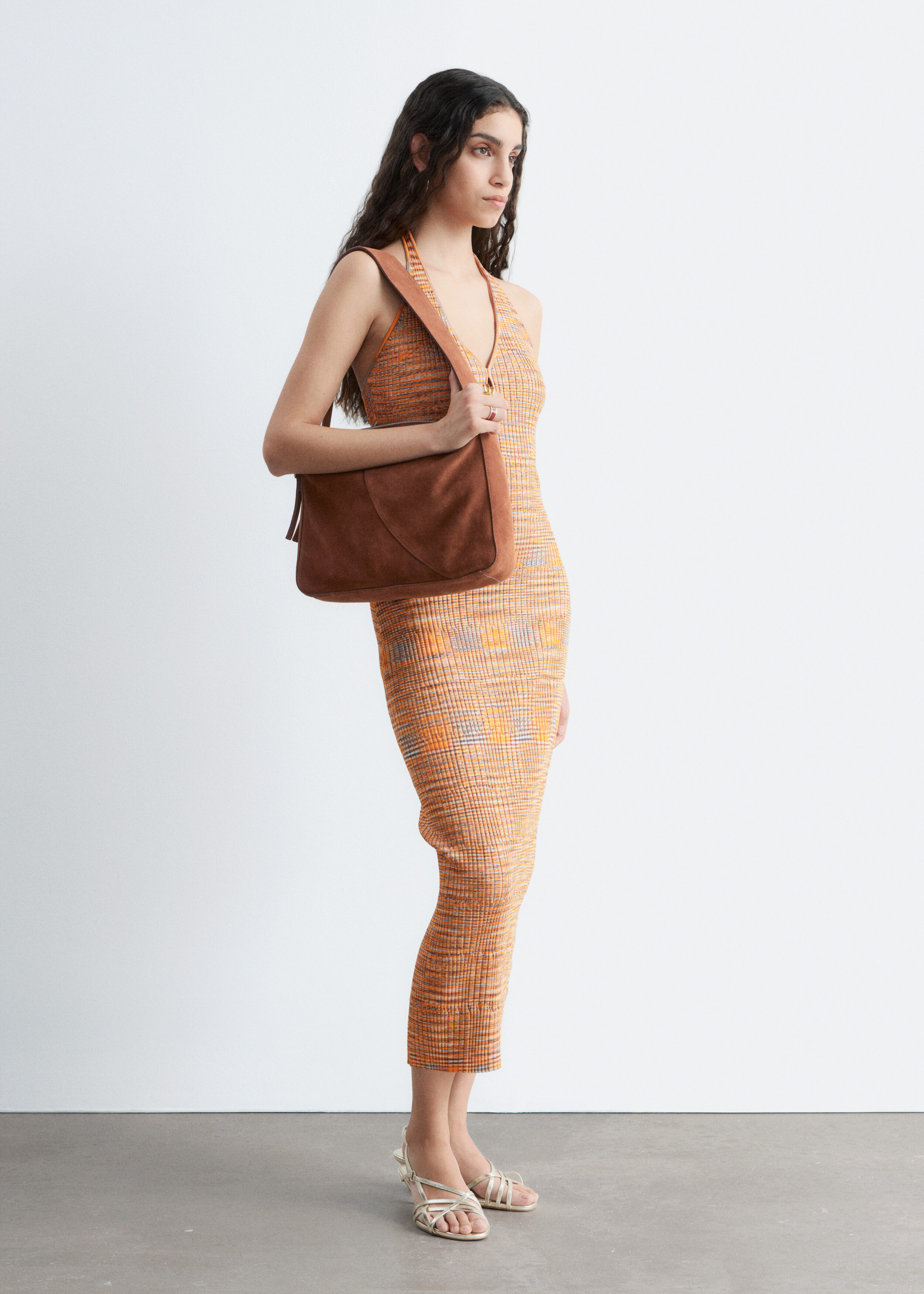 & Other Stories SPACEDYE HALTERNECK MIDI DRESS