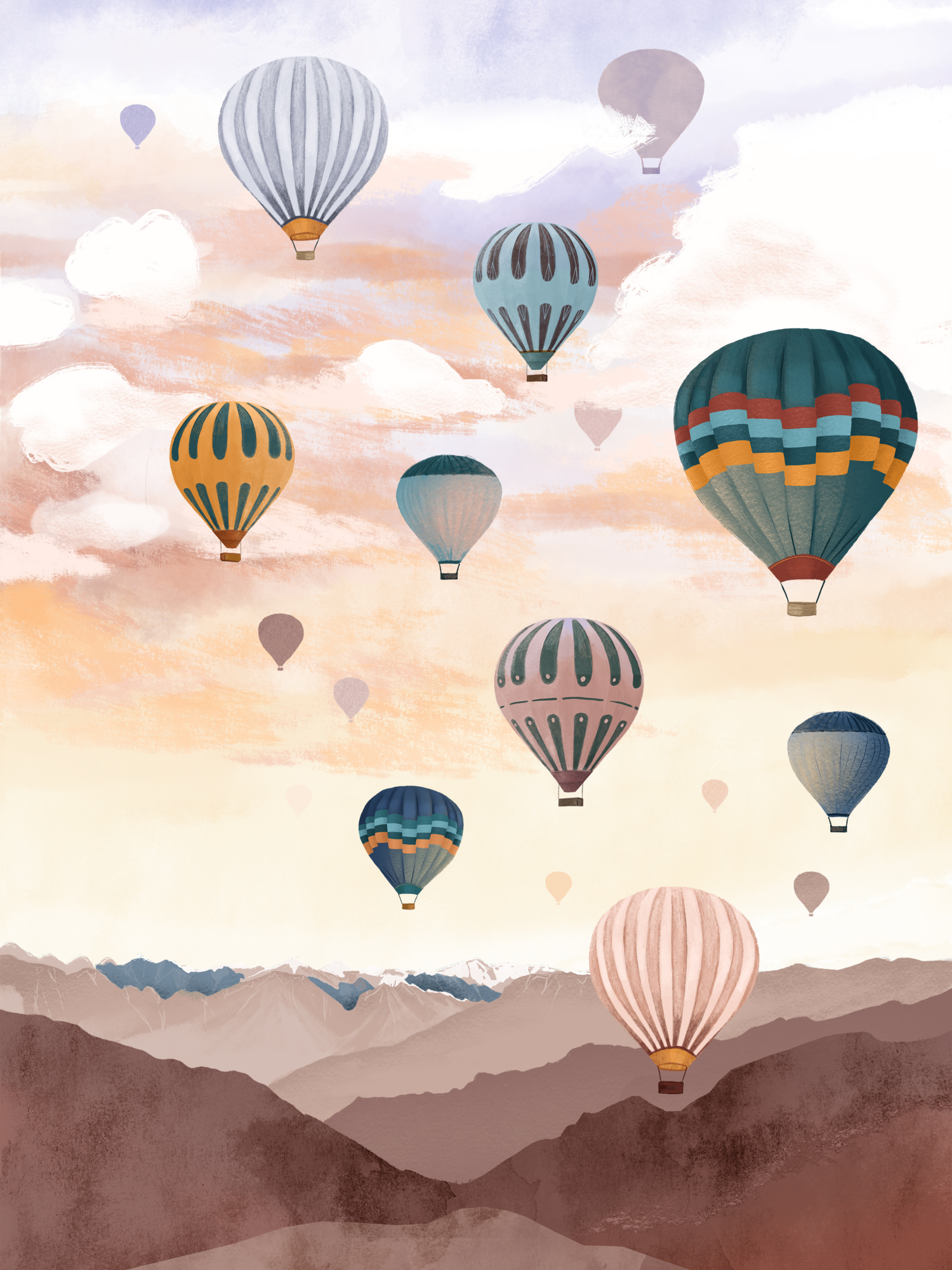 Poster Airballoon sky 40 x 50 cm