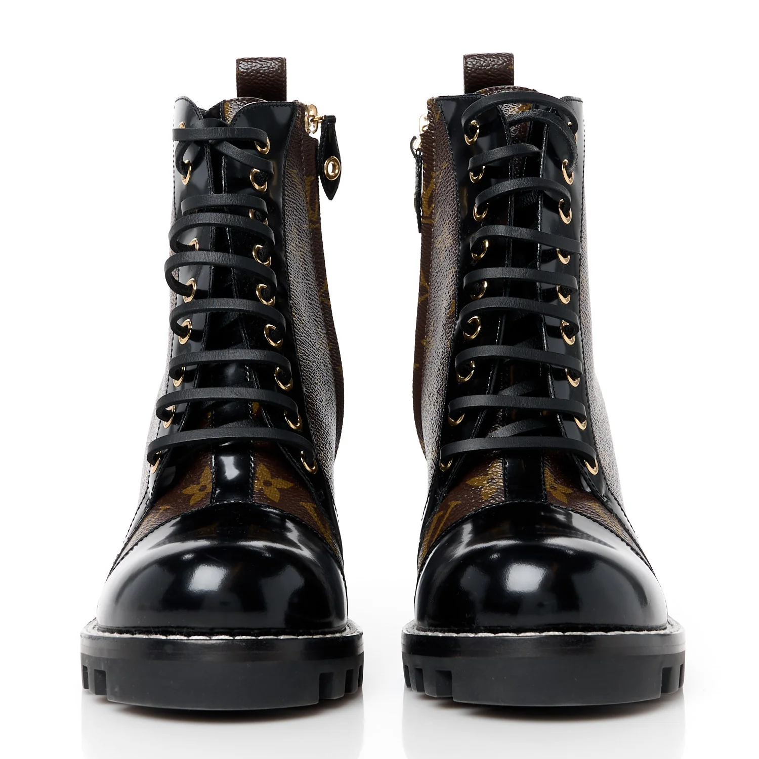Patent Calfskin Monogram Star Trail Ankle Boots 40 Black
