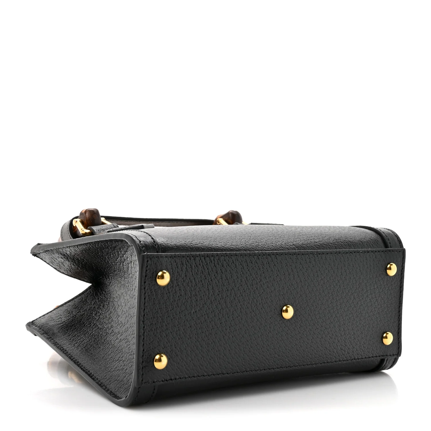 Textured Dollar Calfskin Web Mini Diana Tote Bag Black - Top Club