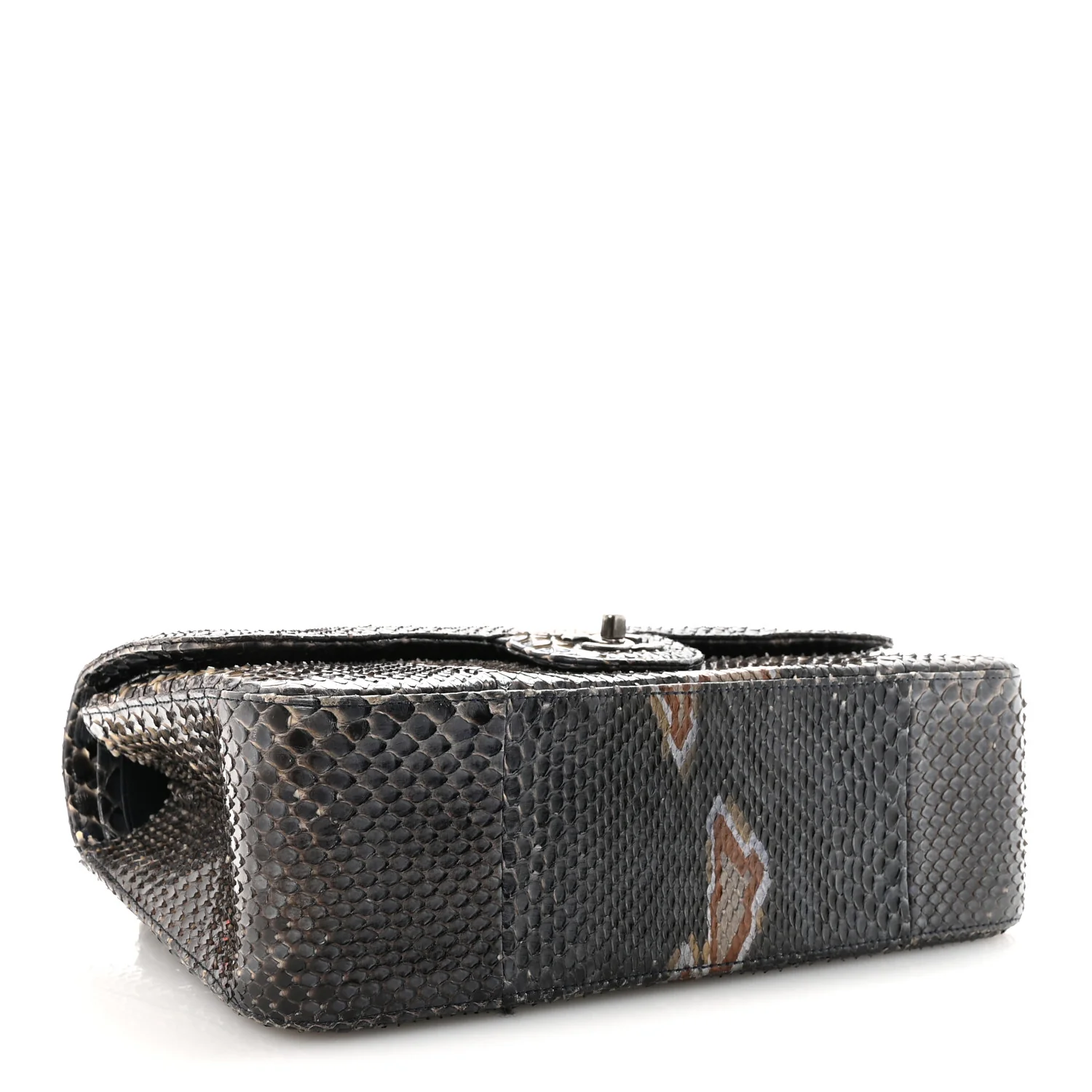 Metallic Snakeskin Jumbo Double Flap Blue - Top Club
