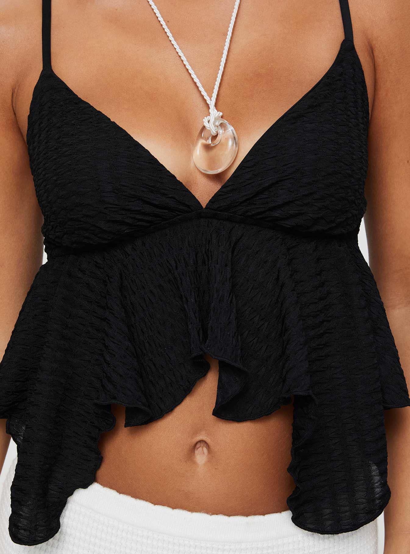 Laren Flutter Cami Top Black