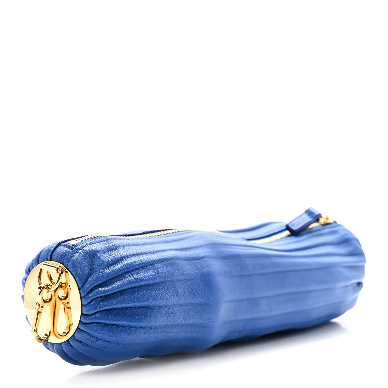 Lambskin Pleated Bracelet Pouch Shoulder Bag Royal Blue - Top Club