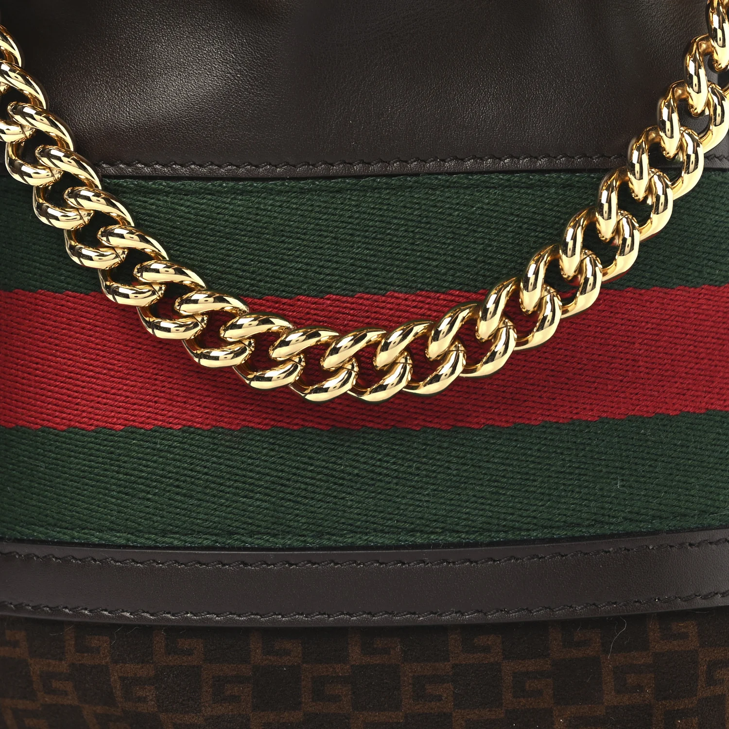 Suede Calfskin Web G Logo Bucket Bag Dark Brown - Top Club