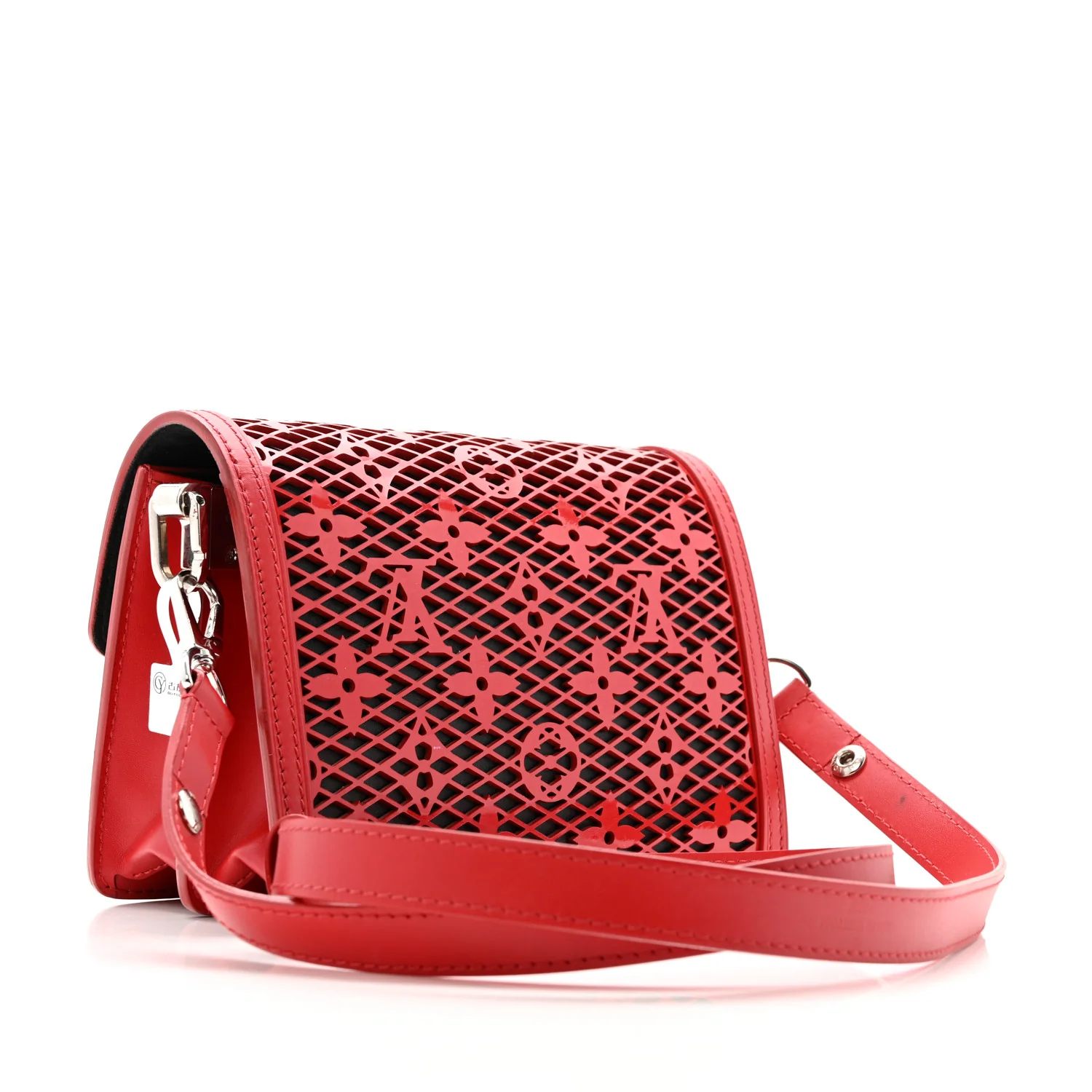 Patent Calfskin Monogram Lace Dauphine Mini Red - Top Club
