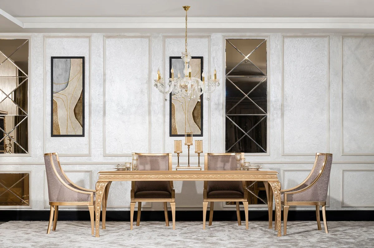 Luxury Baroque Dining Table Gold - Rectangular Baroque Style Kitchen Table - Luxury Dining Room Furniture in Baroque Style - Baroque Dining Room Furniture - Baroque Furnishings