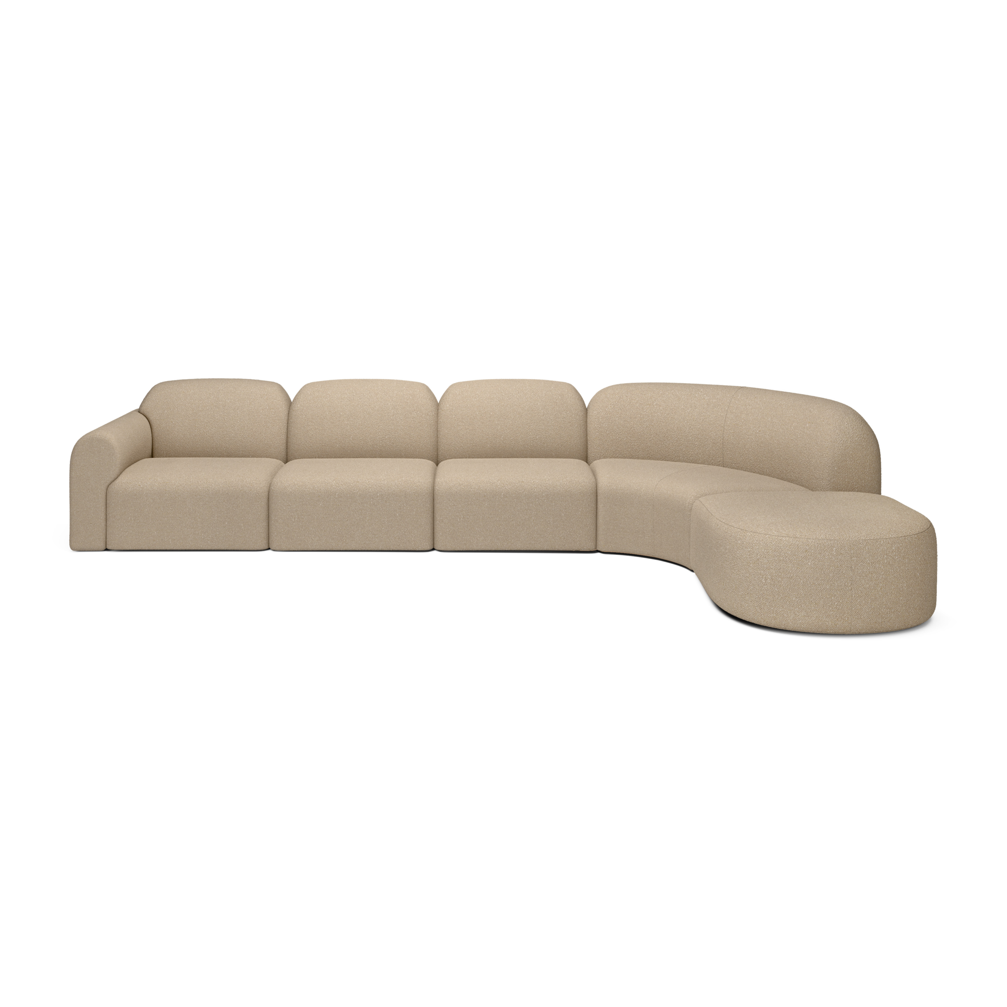 Modulaire bank Bulky hoek rechts ronde footstool almond