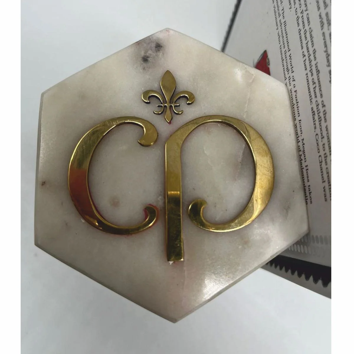 Luxury marble decorative bookends set white / gold