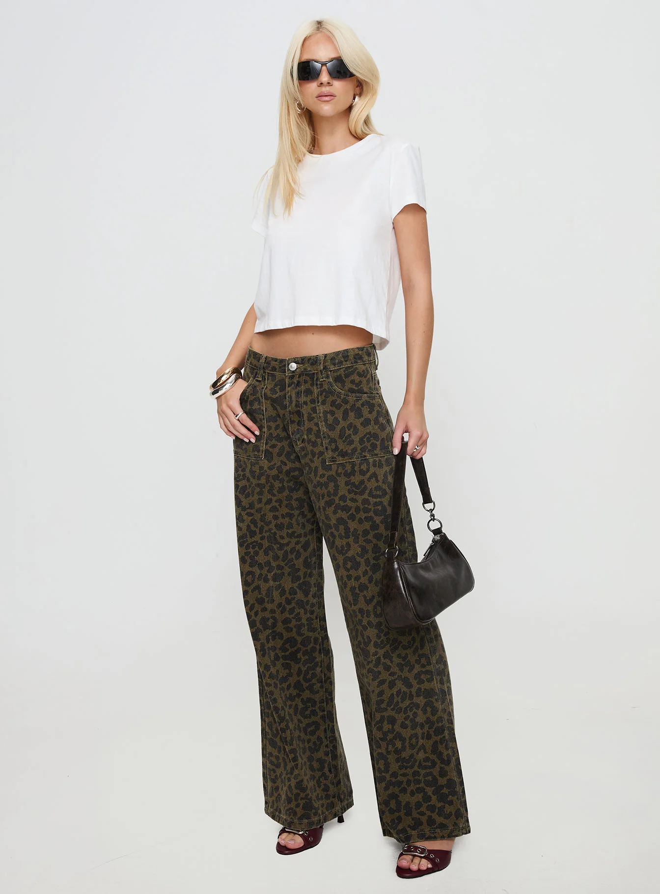 Briony Low Rise Wide Leg Jean Leopard