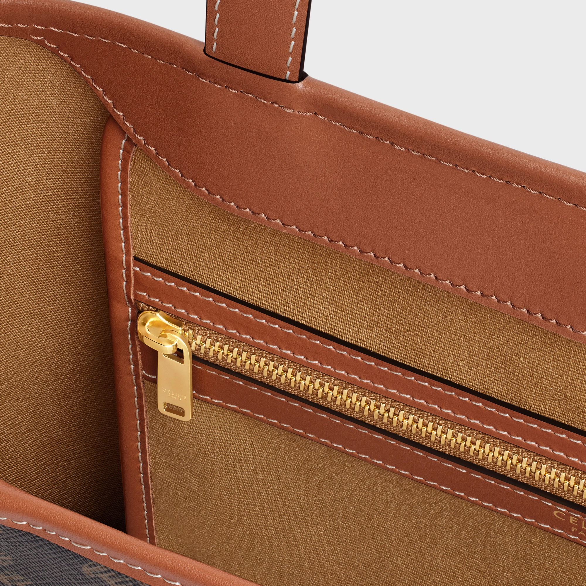 MEDIUM CABAS IN TRIOMPHE CANVAS AND CALFSKIN TAN - Top Club