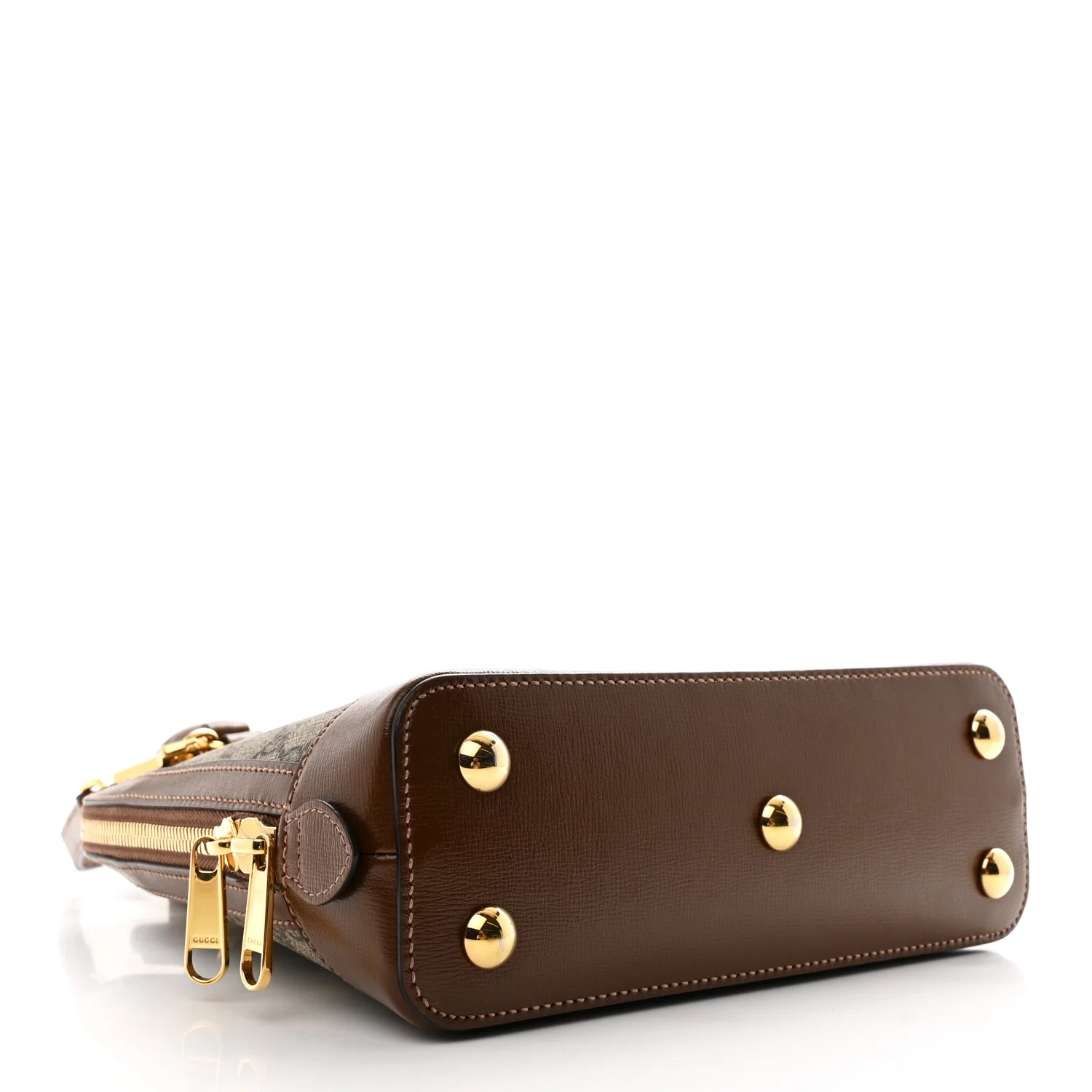 GG Supreme Monogram Azalea Calfskin Small Horsebit 1955 Top Handle Bag Beige Ebony Brown Sugar - Top Club