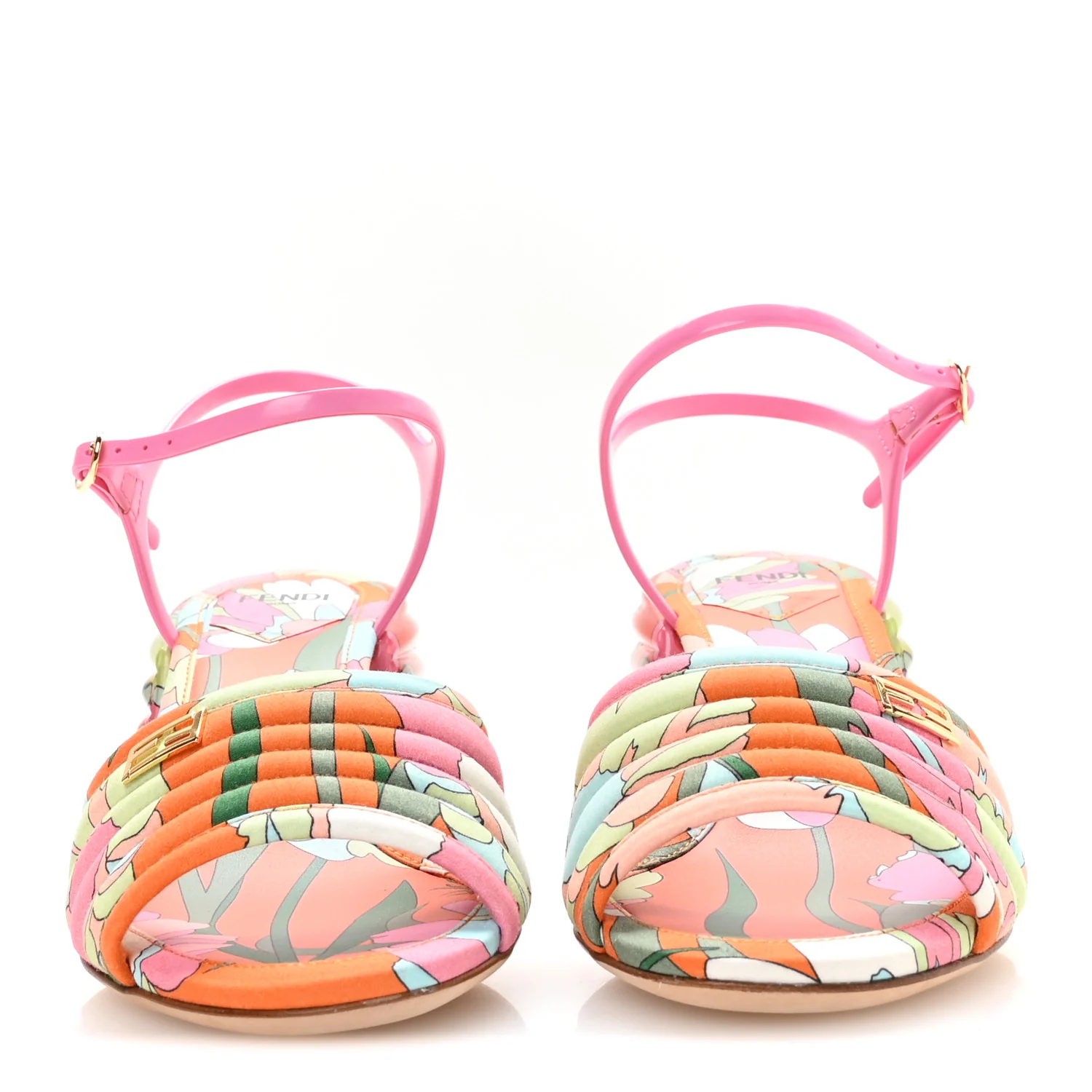 Fabric Calfskin Promenade Slingback Sandals 35 Arancio Multicolor Lipstick - Top Club