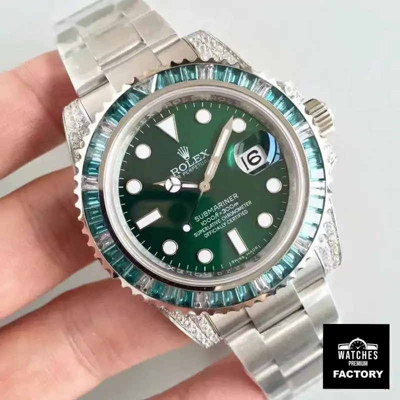 Rolex Submariner Date 116610LV Noob Factory V9 Green Dial Diamond