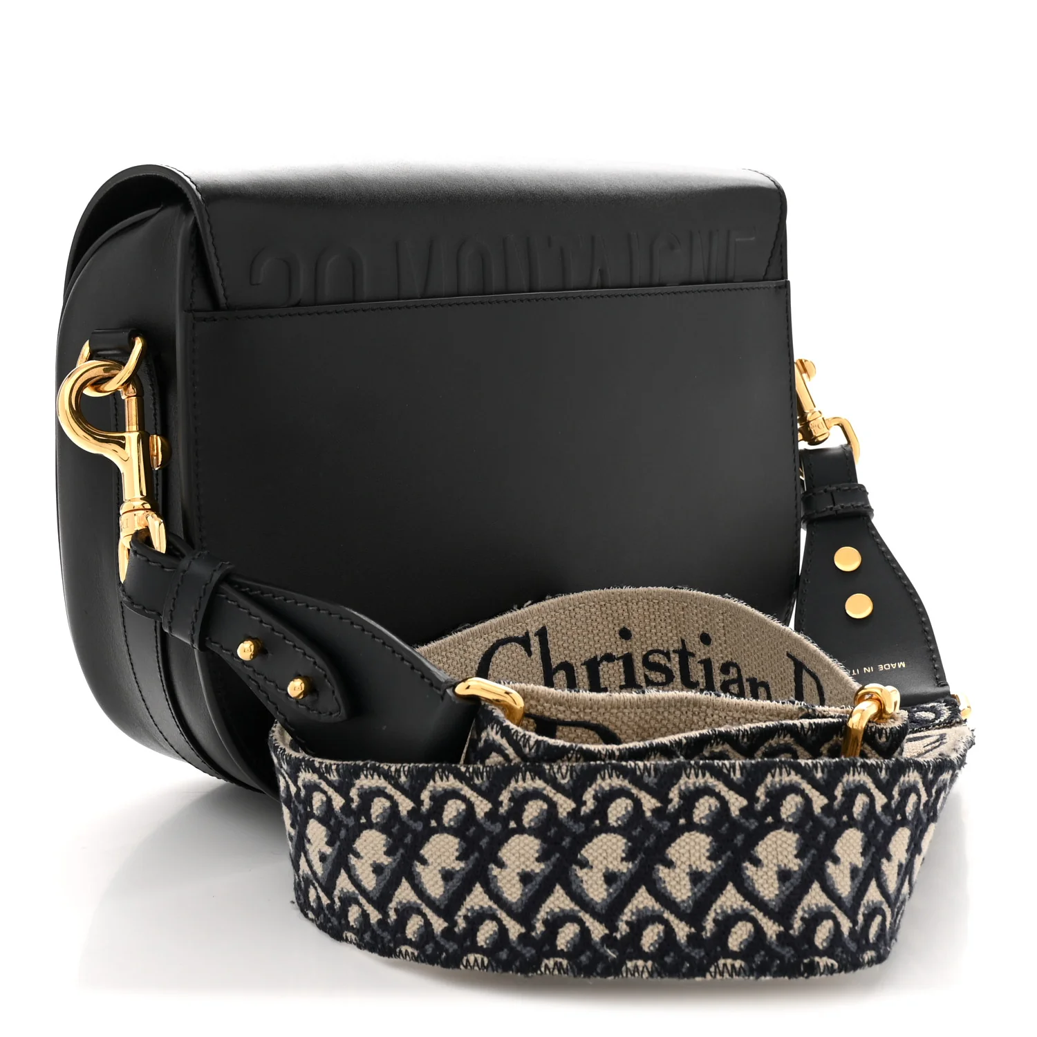 Box Calfskin Large Bobby Flap Black