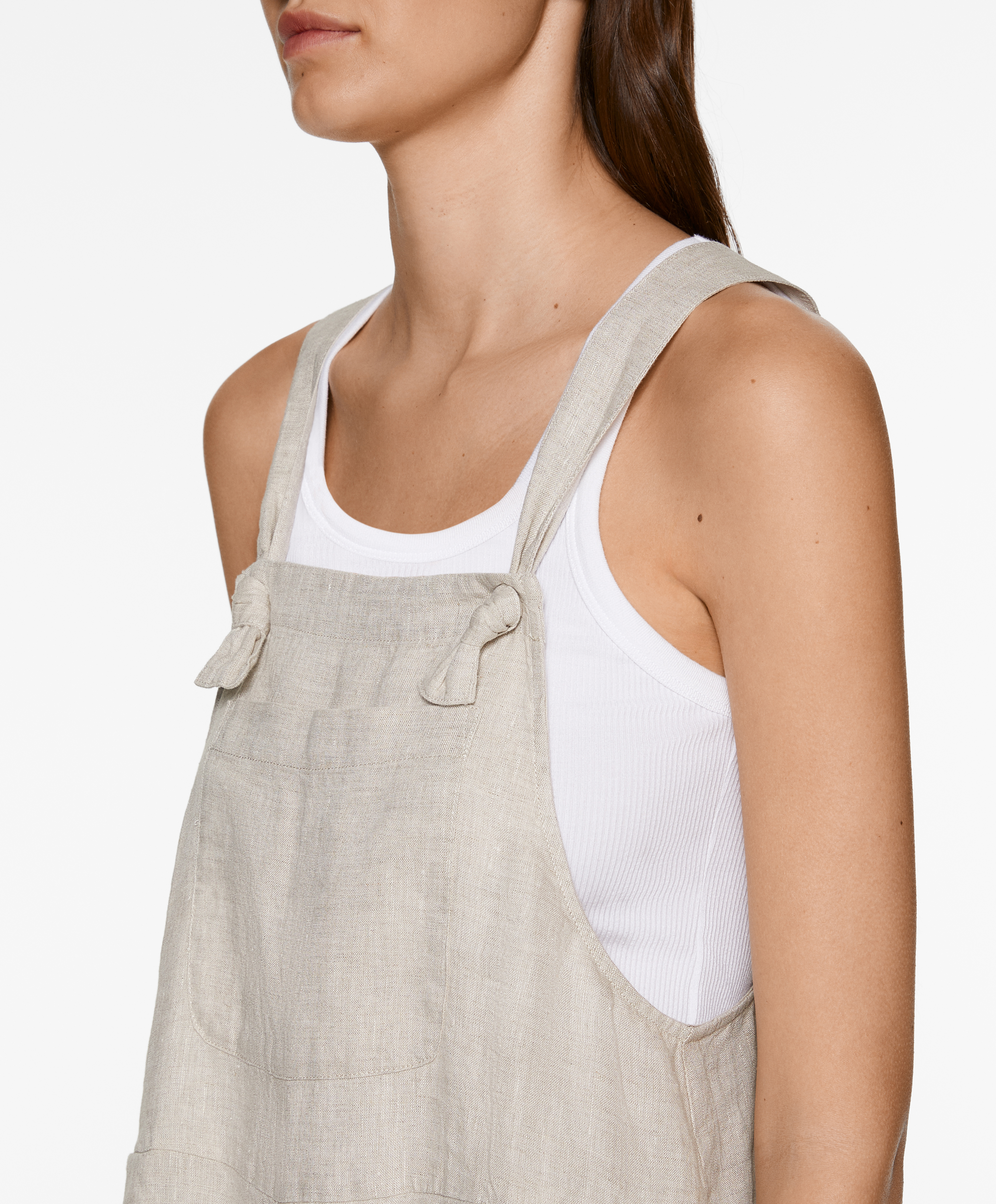 OYSHO Short strappy jumpsuit in 100% linen
