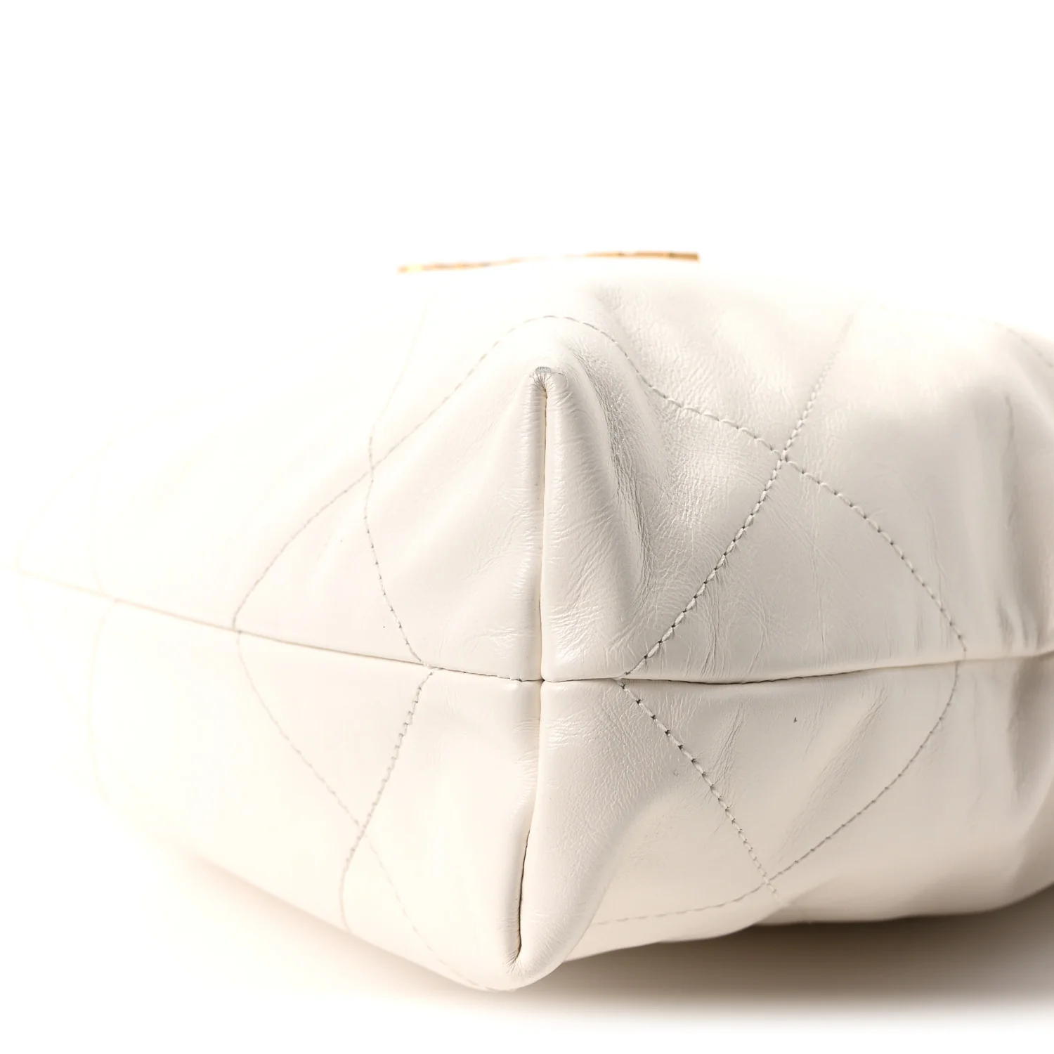 Shiny Calfskin Quilted Small Chanel 22 White - Top Club