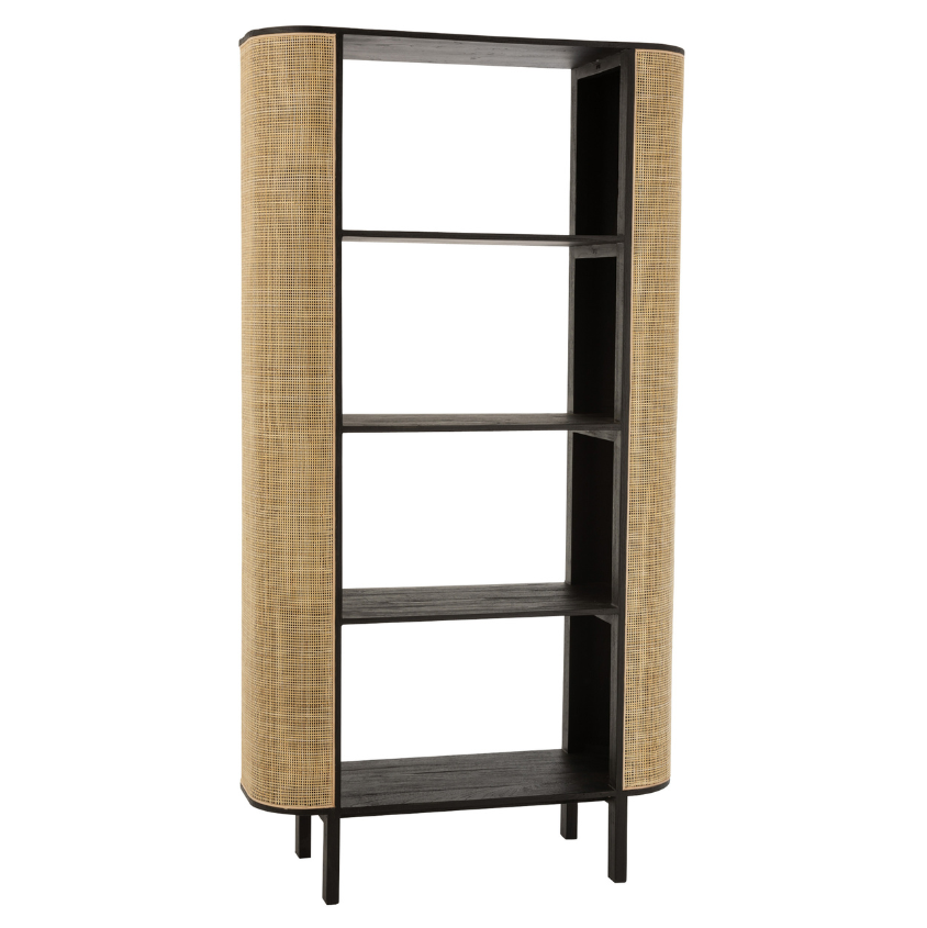 Wandkast Molly exotisch hout/rotan zwart
