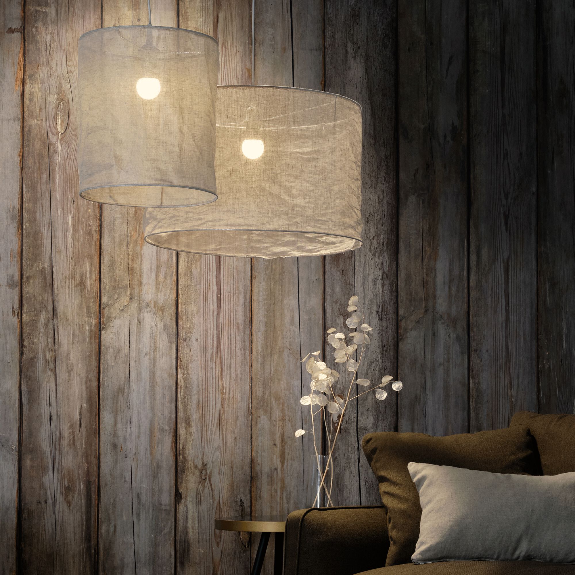 ORMES - Abat-jour cylindrique en lin D35cm - beige