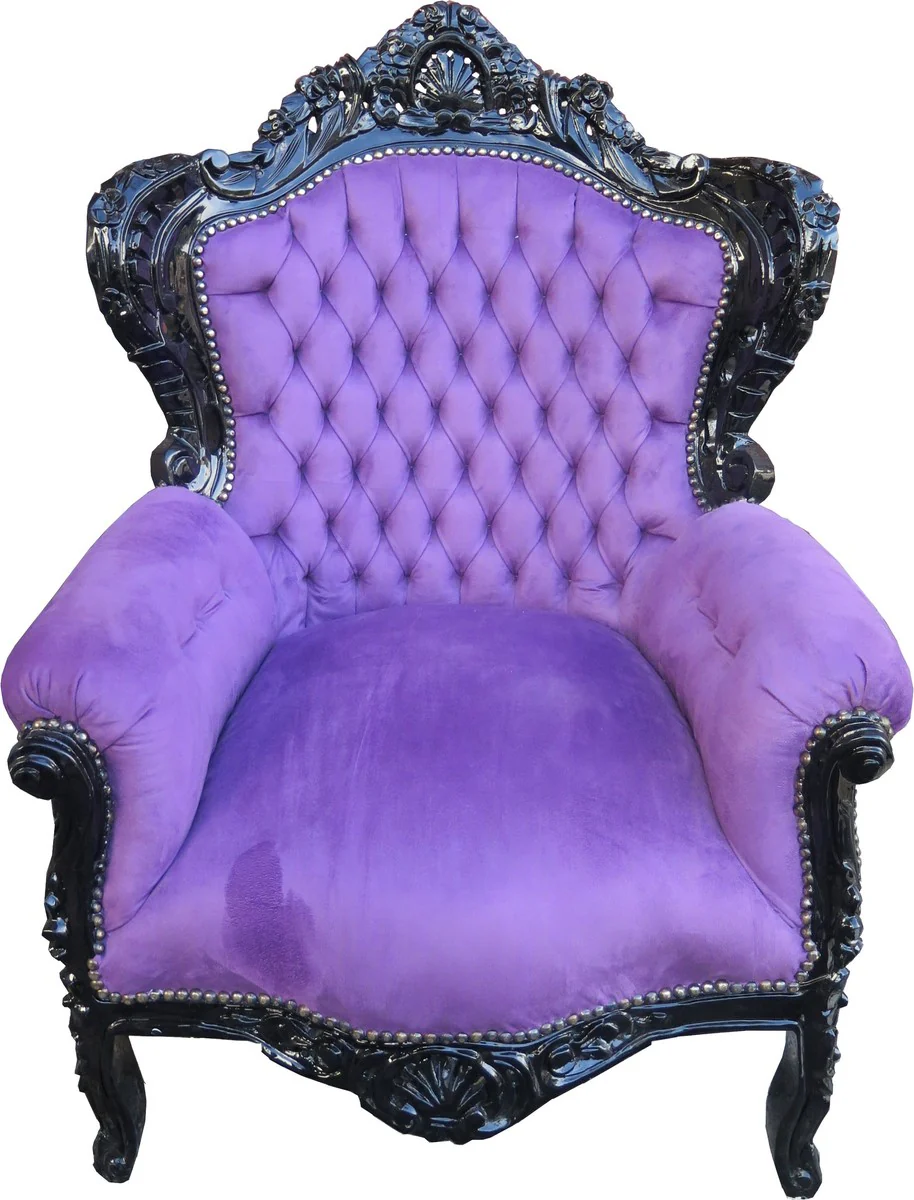 Baroque armchair King purple / black 85 x 85 x H. 120 cm - Antique furniture