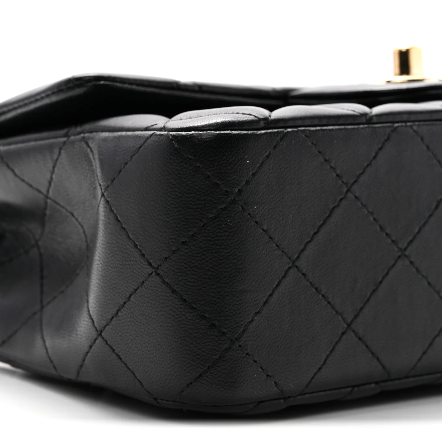 Lambskin Quilted Mini Rectangular Flap Black - Top Club