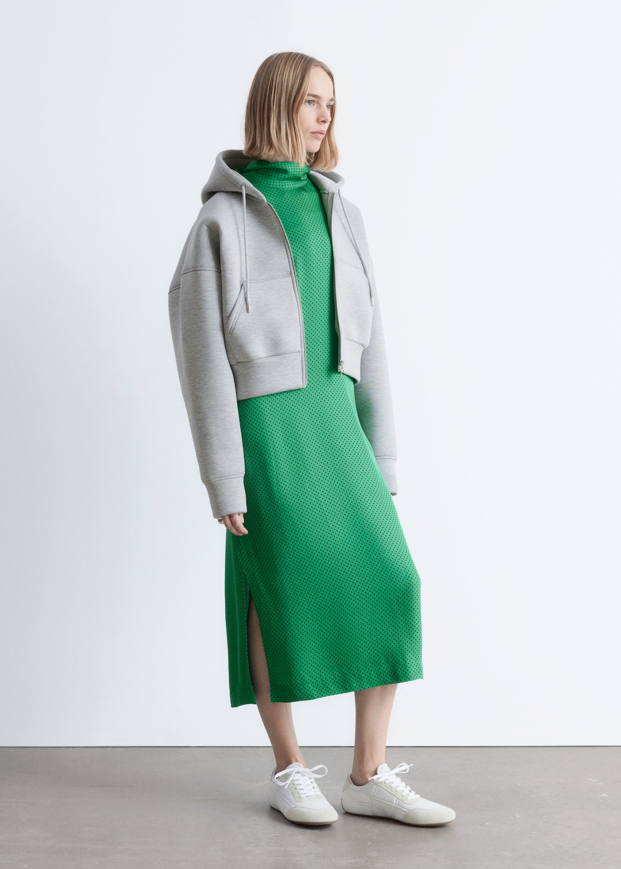 & Other Stories CROPPED SCUBA ZIP-UP HOODIE