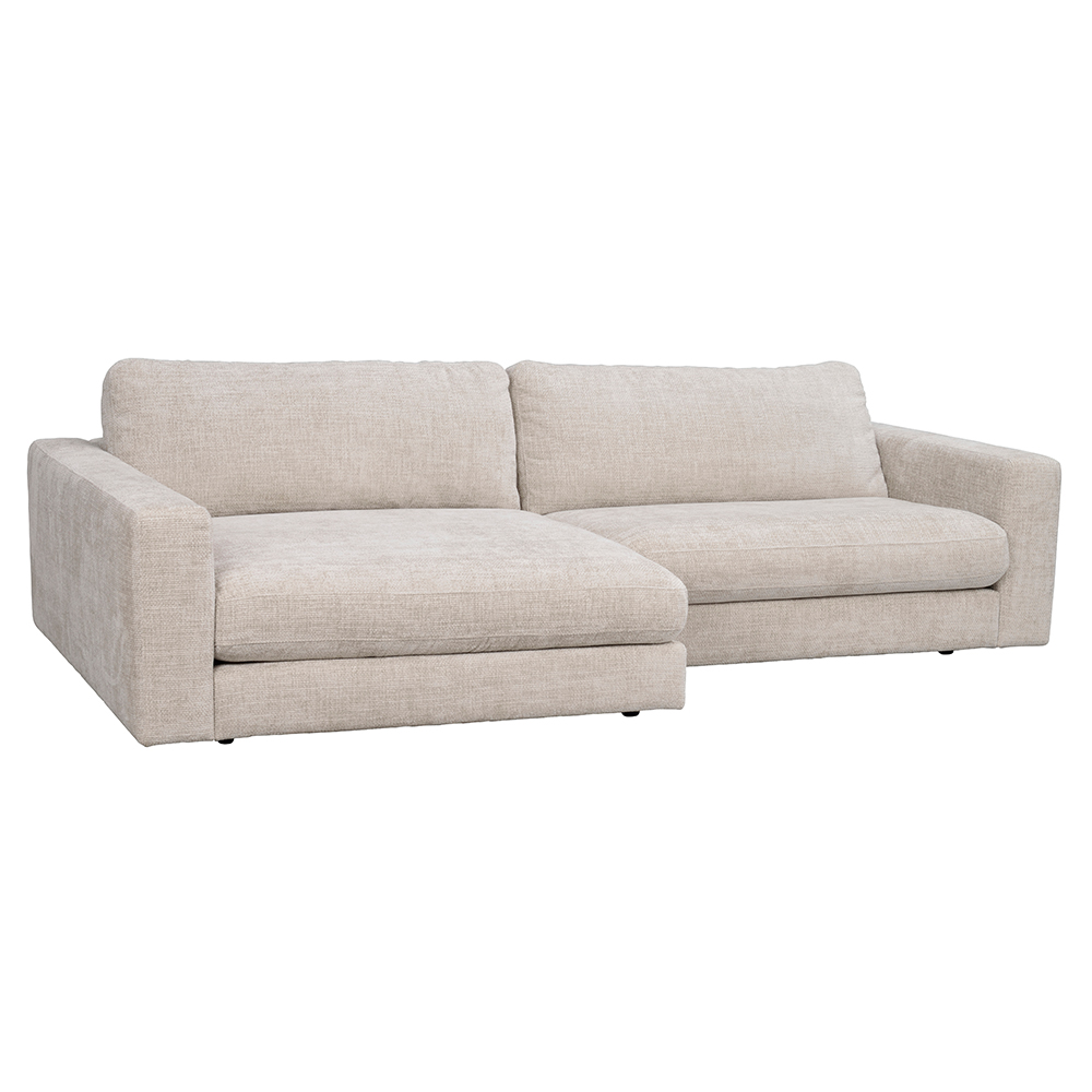 Modulaire gestoffeerde hoekbank Duncan  - 258 cm Lichtgrijs/beige