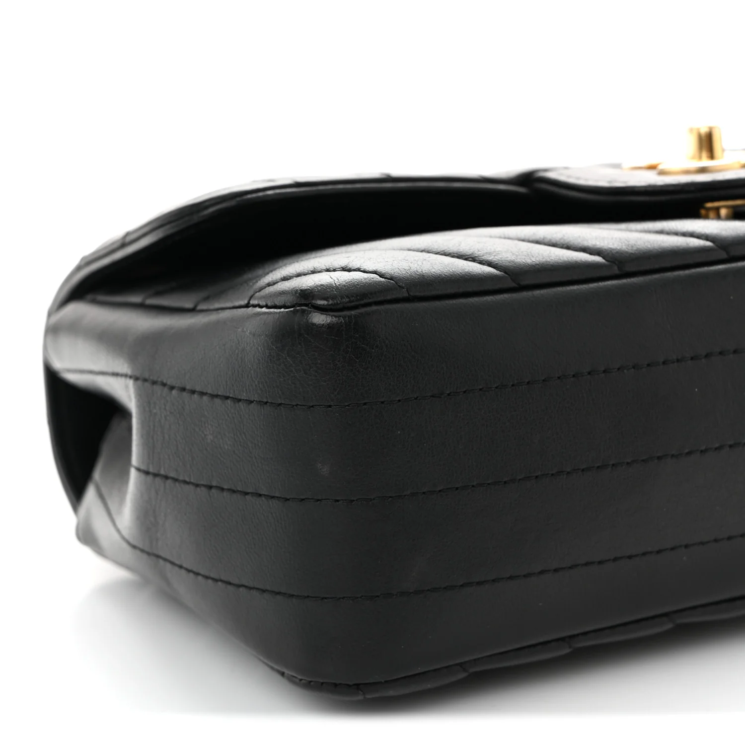 Lambskin Chevron Quilted Mini Rectangular Flap Black - Top Club