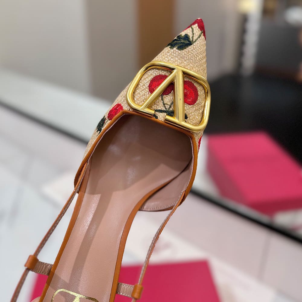 VALENTINO VLOGO SIGNATURE cherry pattern jacquard lace-up high heels (heel height 5cm|8cm) - Top Club