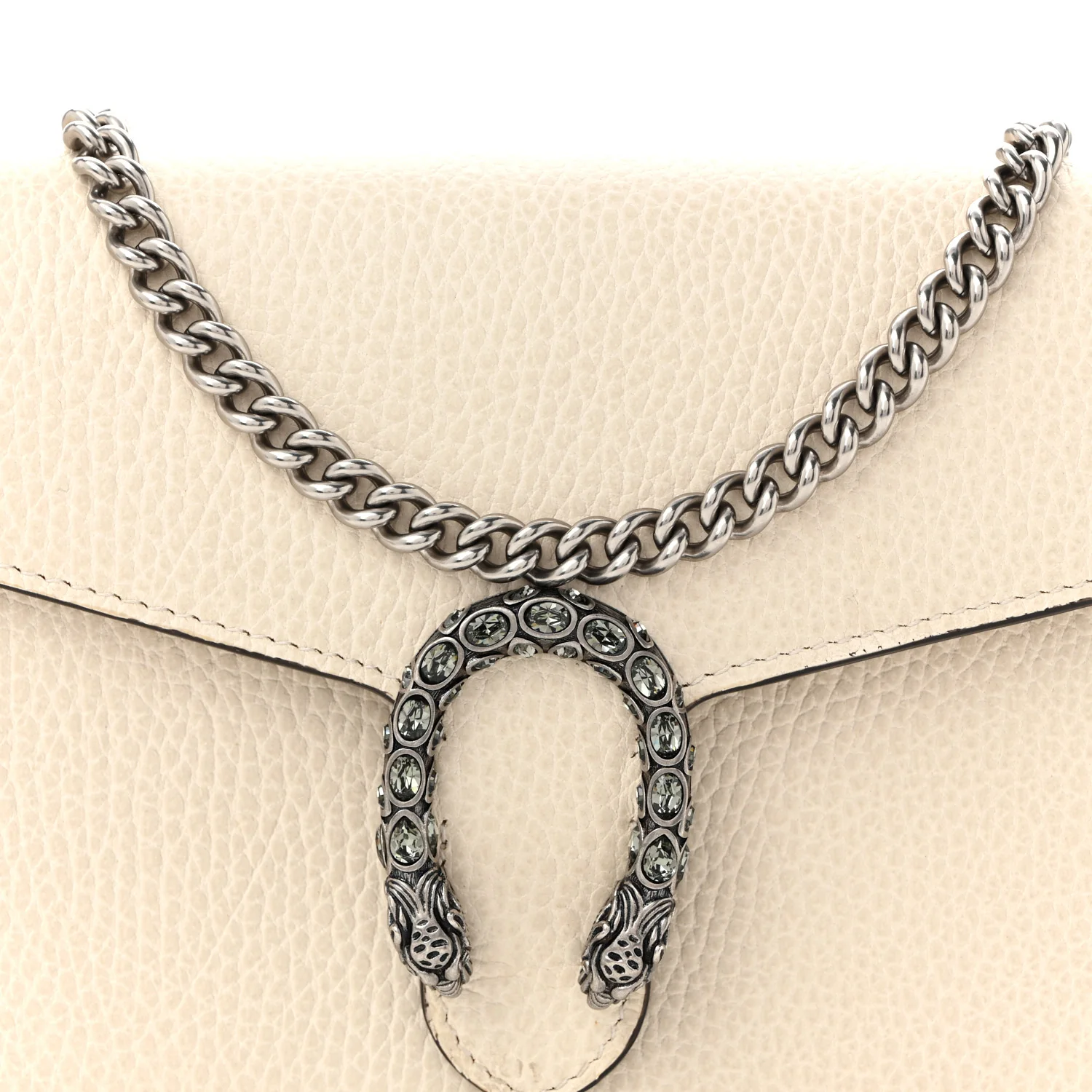 Dollar Calfskin Mini Dionysus Chain Wallet Mystic White - Top Club