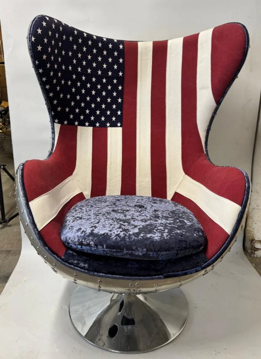 Aluminum Swivel Chair Silver / USA Design - Aluminum Airplane Aviator Furniture