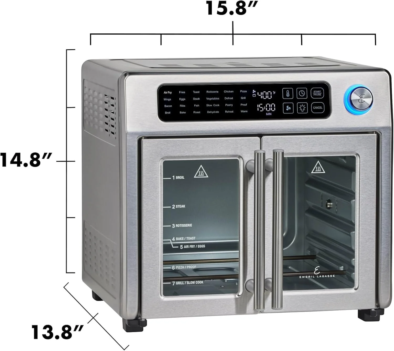 Emeril Lagasse Extra Large French Door Air Fryer Toaster Oven Combo, 24 Cooking Functions