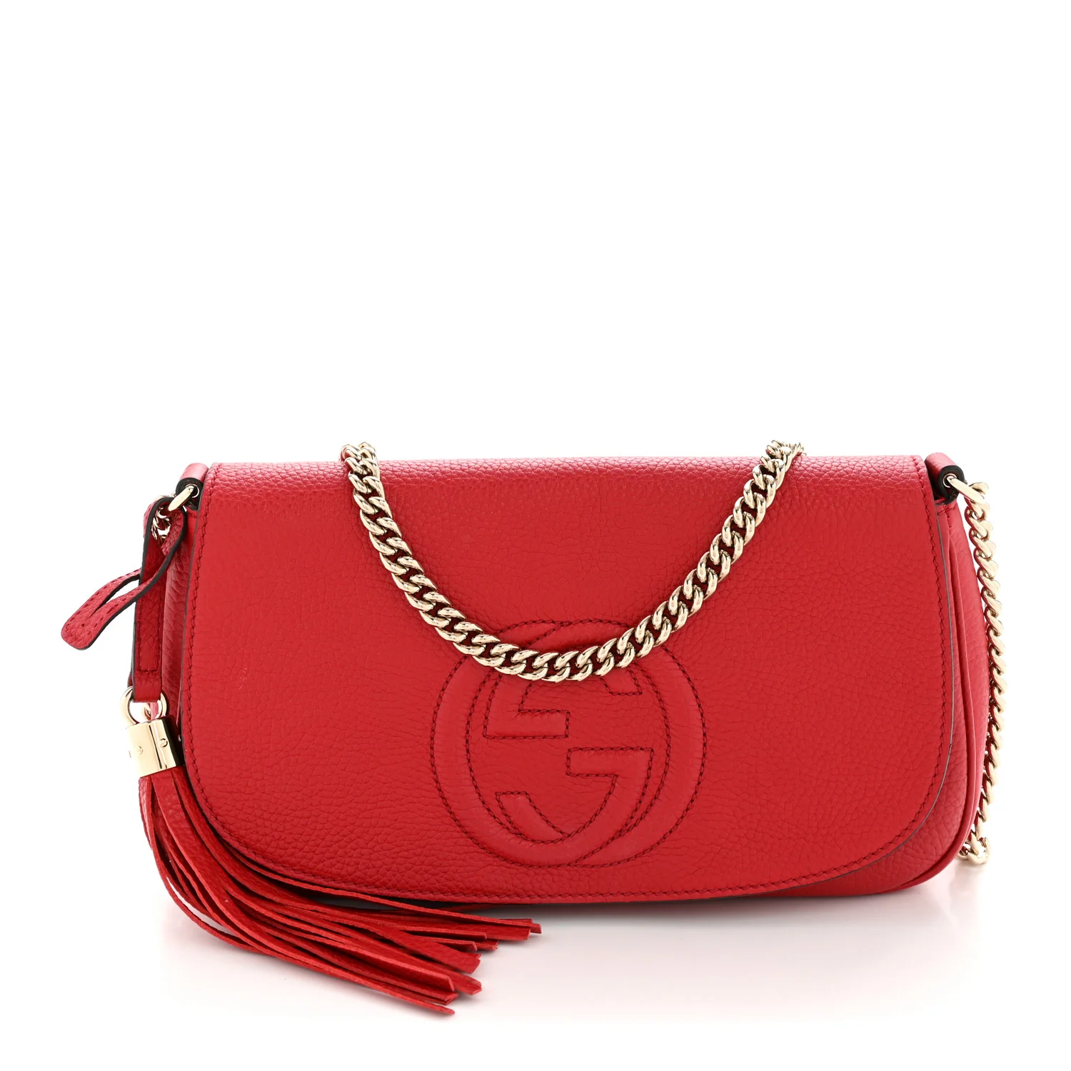 Pebbled Calfskin Medium Soho Flap Crossbody Tabasco Red - Top Club