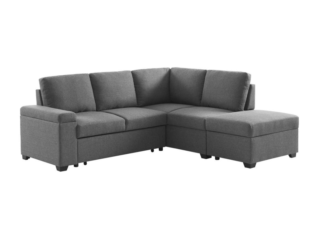 Sofá cama con reposapiés de 3 plazas gris oscuro
