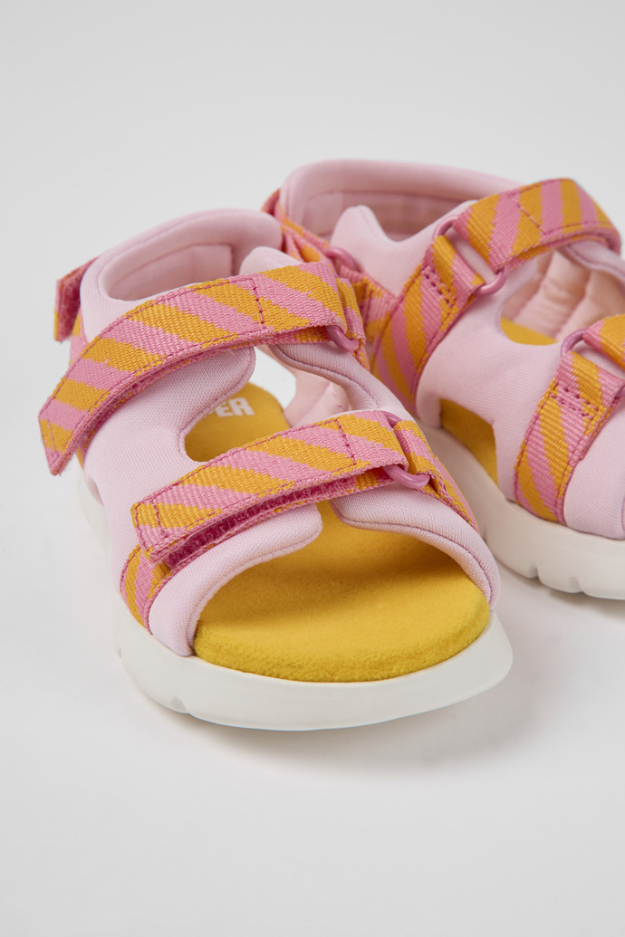 Caterpillar pink and orange fabric sandals for boys