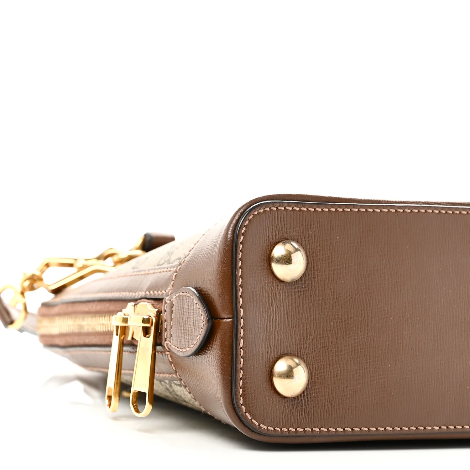 GG Supreme Monogram Azalea Calfskin Small Horsebit 1955 Top Handle Bag Beige Ebony Brown Sugar - Top Club