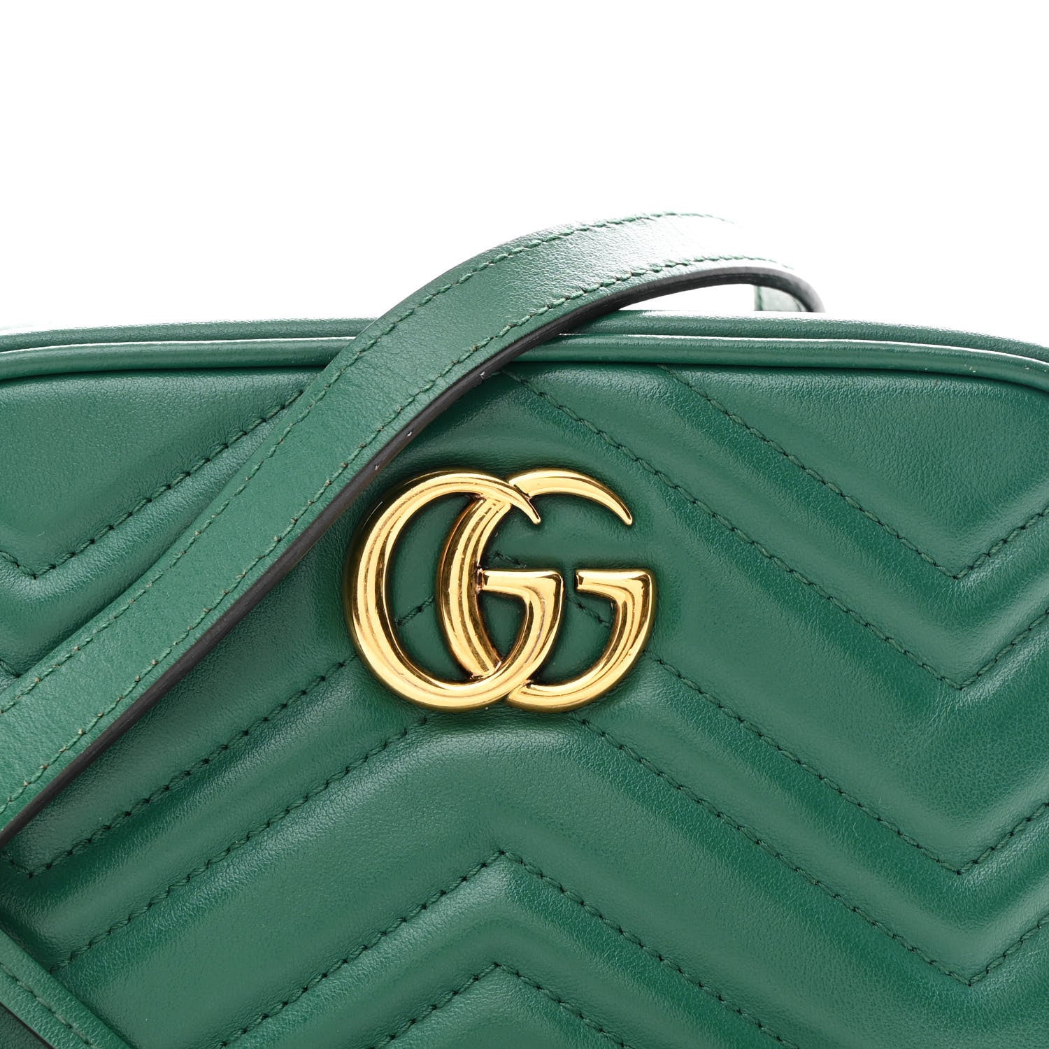 Calfskin Matelasse Small GG Marmont Chain Shoulder Bag Emerald Green - Top Club