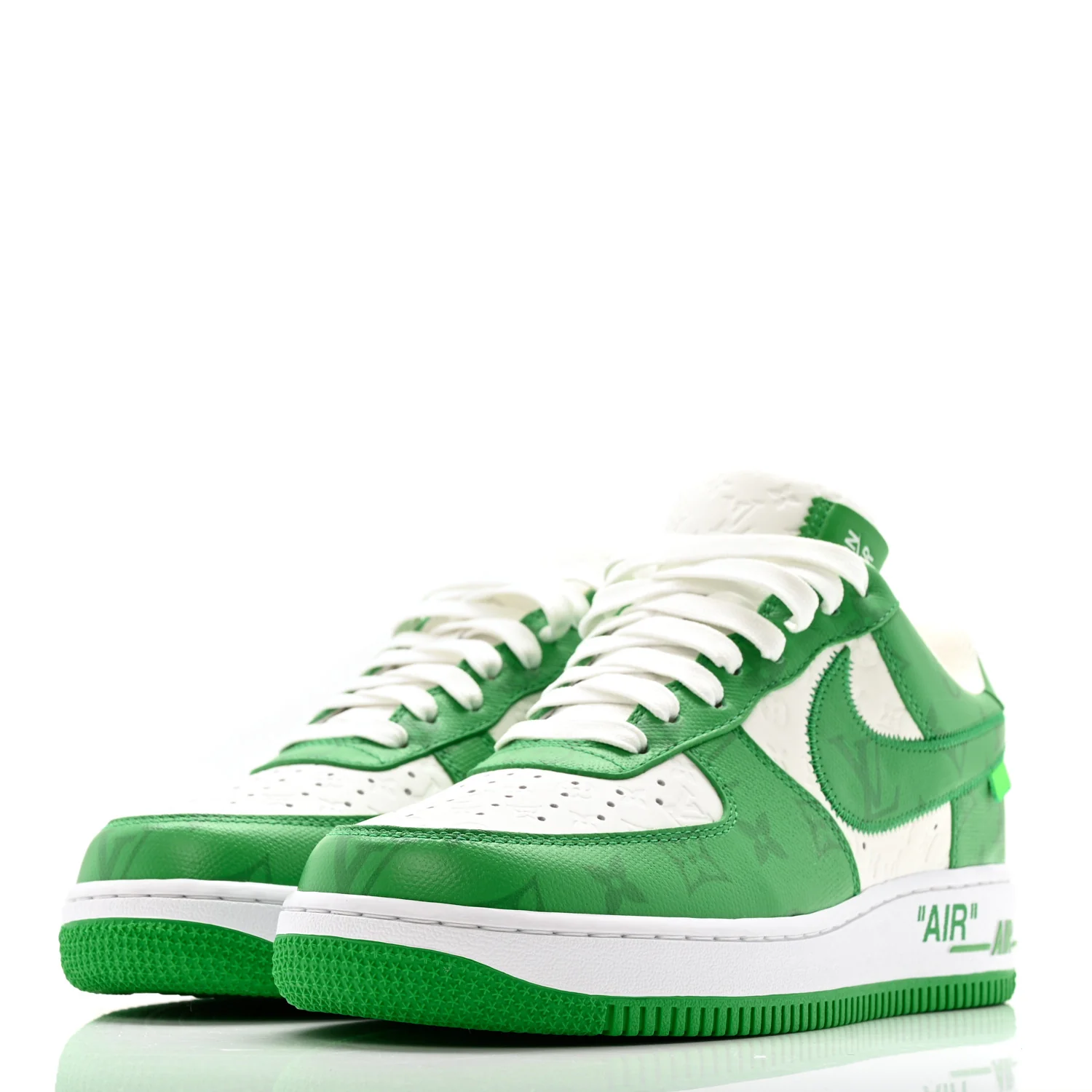 X NIKE AIR FORCE 1 Calfskin Monogram Mens Low Top Sneakers 8 Green - Top Club