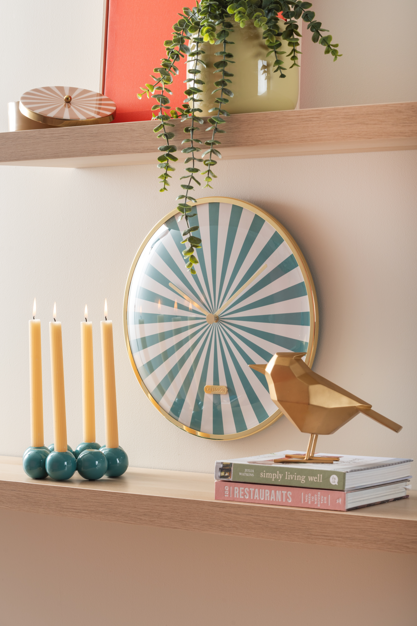 Wall clock Candy Swirl Dome soft brown & white