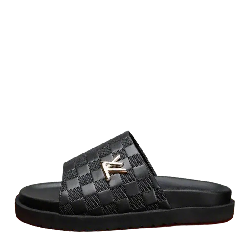 Louis Vuitton Men's Damier Slide Sandals For Luxury Casual Wear - Sneaker Replica Workshop