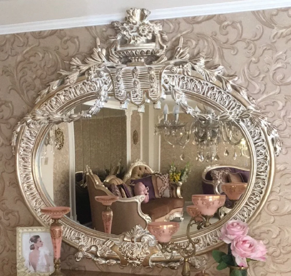 Luxury Baroque Mirror Antique Gold - Magnificent handmade wall mirror in Baroque style - Antique style wardrobe mirror - Living room mirror - Baroque furniture