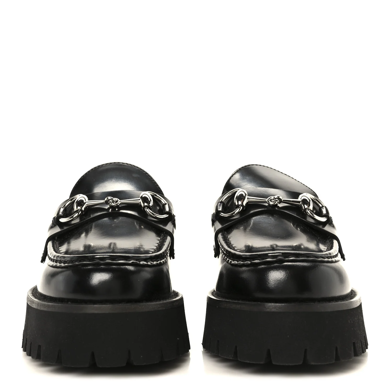Cordovan Lux Womens Horsebit 45mm Platform Loafers 36 Black - Top Club