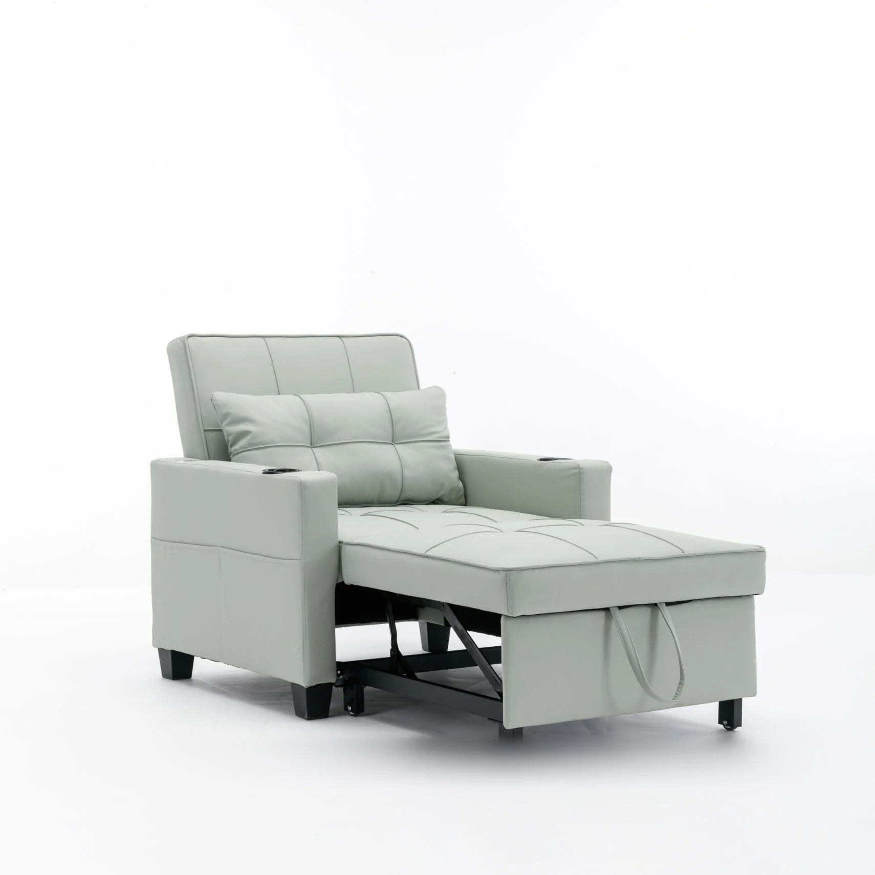 Convertible Futon Sofa Bed, 3 - in - 1 Multi - Functional Sleeper Chair Bed with USB Ports, Adjustable Backrest Recliner, for Living Room Bedroom Small Space, Tech Cloth, Dark Grey