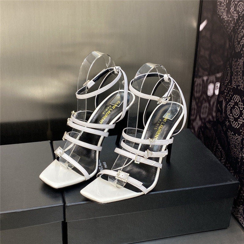 ysl letter logo rhinestone buckle high heel sandals - Sneaker Replica Workshop