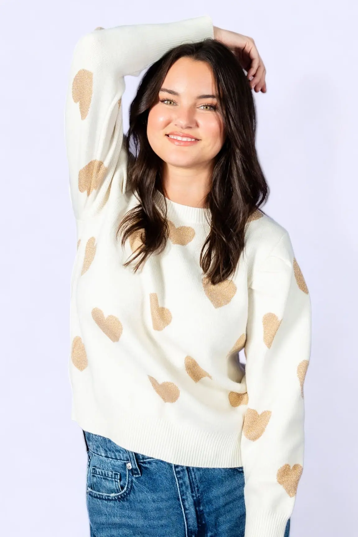 Make Me Feel Golden Heart Sweater - ALJEGJ