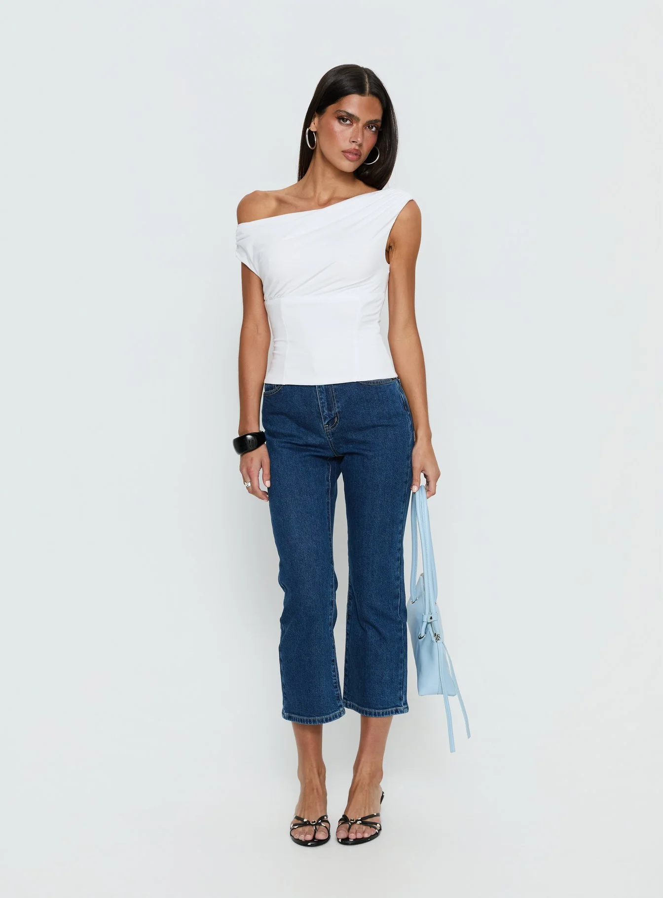 Aidyn Gathered One Shoulder Top White