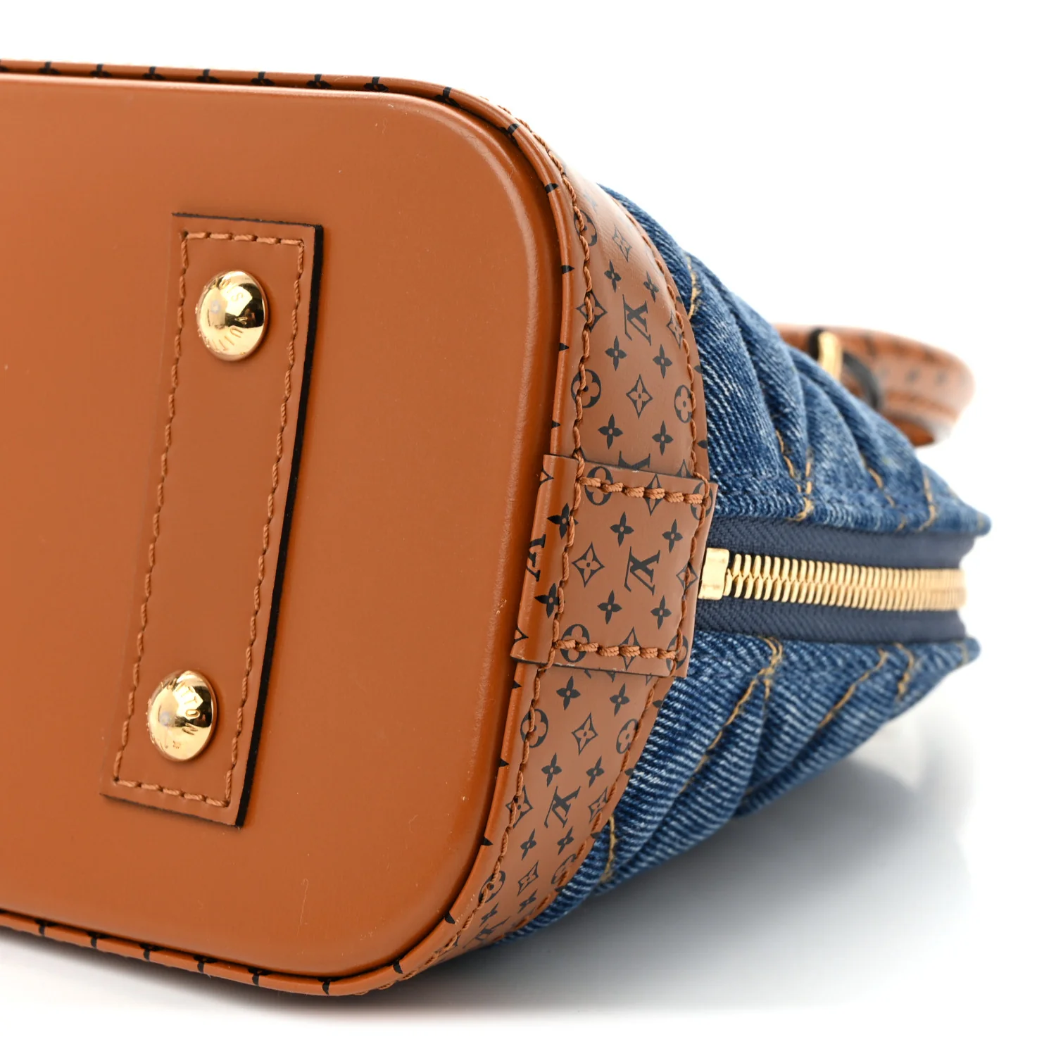 Denim Calfskin Reverse Monogram Malletage Alma BB Blue - Top Club