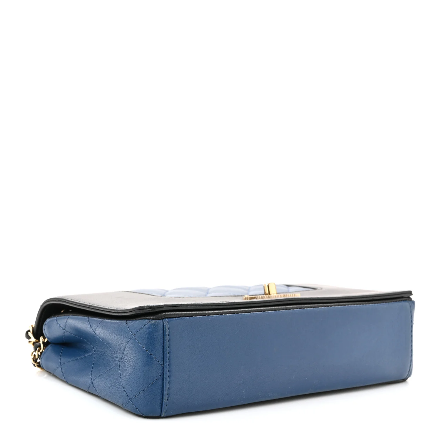 Sheepskin Quilted Small Mademoiselle Flap Black Blue - Top Club