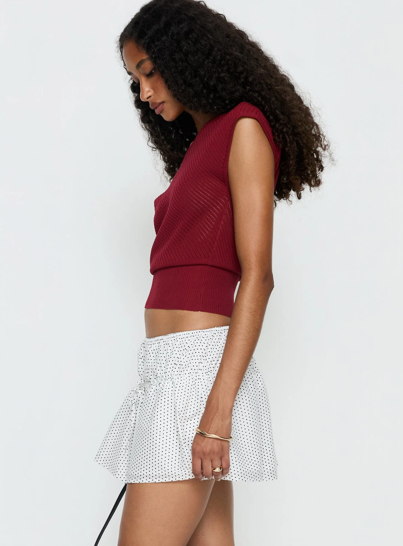 Cloud Tempo Boat Neck Cinched Knit Top Wine